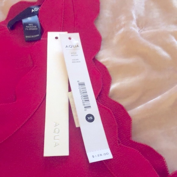 Bloomingdales Brand NWT Aqua Flat Knit Red Sleeveless Fitted Dress Size XS - Picture 4 of 8